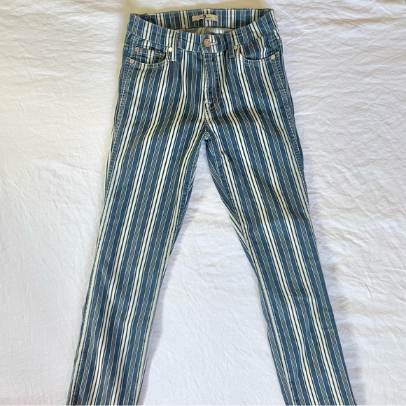 7 For All Mankind | Straight Leg Crop Indigo Stripe Jeans | Size 25 - Picture 3 of 6